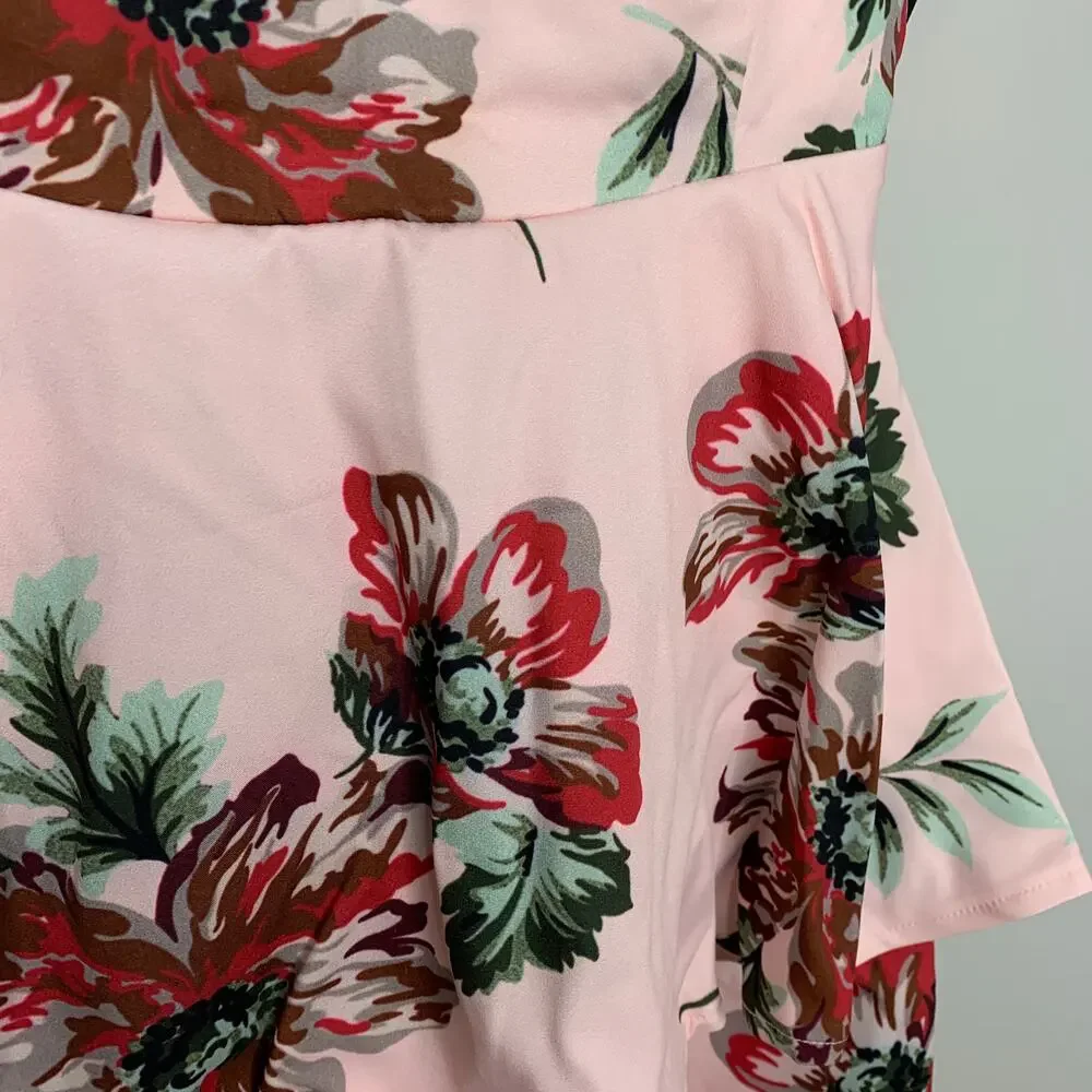 Blithe NWT Pink Floral Mini Dress Open Back - Picture 6 of 8